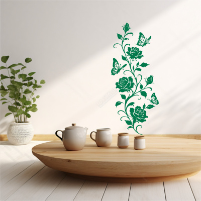 Wandtattoo Rosen Blumenranke mit Schmetterlingen - Ansicht 4