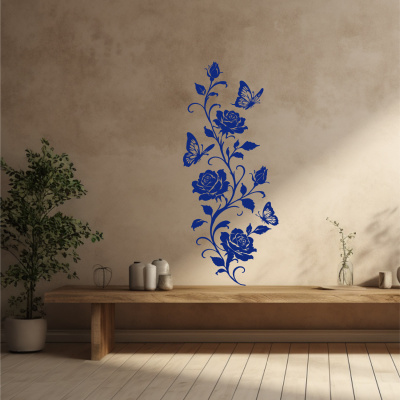 Wandtattoo Rosen Blumenranke mit Schmetterlingen - Ansicht 5