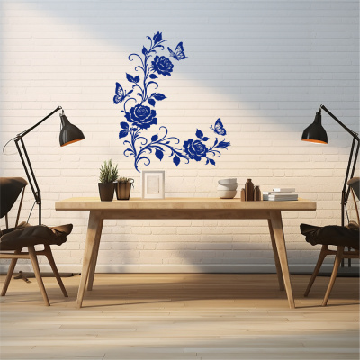Wandtattoo Rosen Blumenranken Ecke mit Schmetterlingen - Ansicht 5