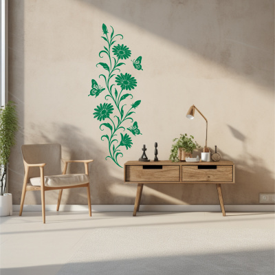 Wandtattoo Margeriten Blumenranke mit Schmetterlingen - Ansicht 4