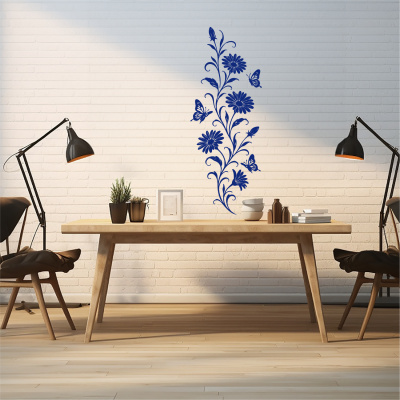 Wandtattoo Margeriten Blumenranke mit Schmetterlingen - Ansicht 5