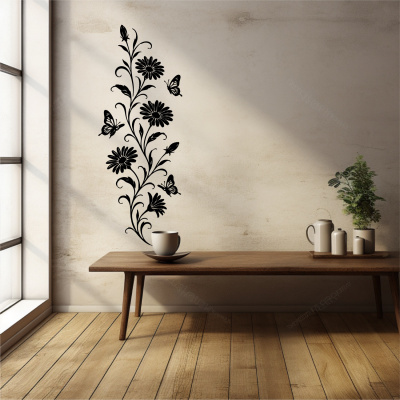 Wandtattoo Margeriten Blumenranke mit Schmetterlingen - Ansicht 6