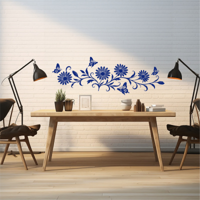 Wandtattoo Margeriten Blumenranke l�nglich mit Schmetterlingen - Ansicht 5