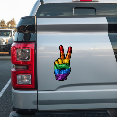 Aufkleber Regenbogen Flagge Peace Zeichen Friedens Symbol - Ansicht 2