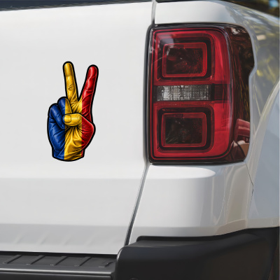 Aufkleber Rum�nien Flagge Peace Zeichen Friedens Symbol - Ansicht 2