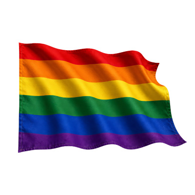 Aufkleber Regenbogen Flagge im Wind