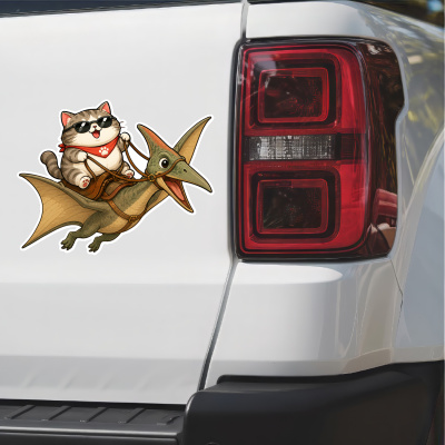 Aufkleber Katze reitet Flug Dino - Ansicht 2