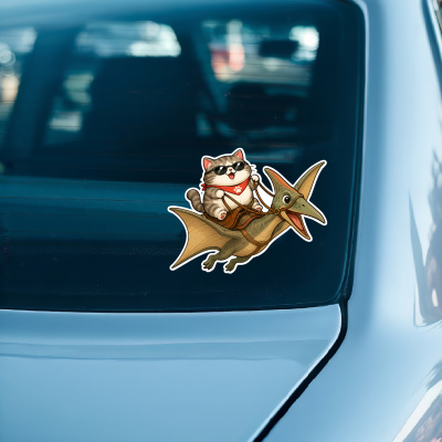 Aufkleber Katze reitet Flug Dino - Ansicht 3
