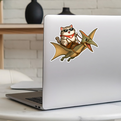 Aufkleber Katze reitet Flug Dino - Ansicht 8