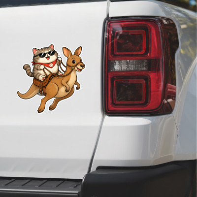 Aufkleber Katze reitet K�nguru - Ansicht 2