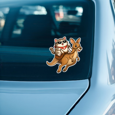 Aufkleber Katze reitet K�nguru - Ansicht 3
