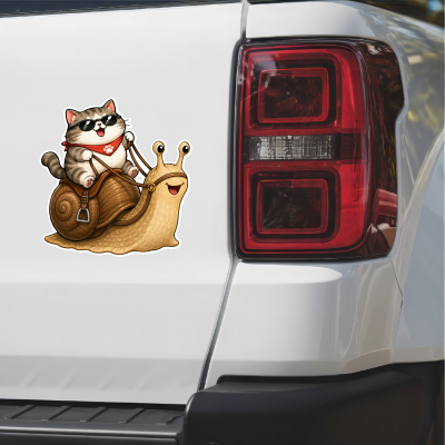 Aufkleber Katze reitet Schnecke - Ansicht 2