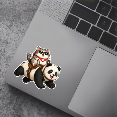 Aufkleber Katze reitet Panda - Ansicht 5