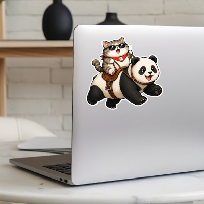 Aufkleber Katze reitet Panda - Ansicht 8