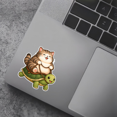 Aufkleber Katze reitet Schildkr�te - Ansicht 5