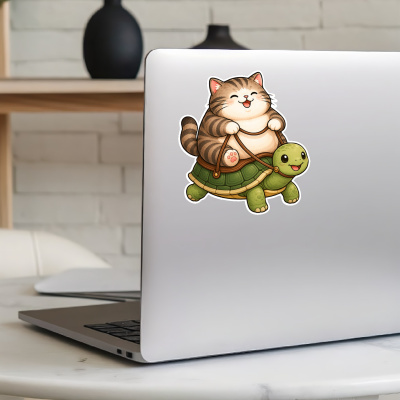 Aufkleber Katze reitet Schildkr�te - Ansicht 8
