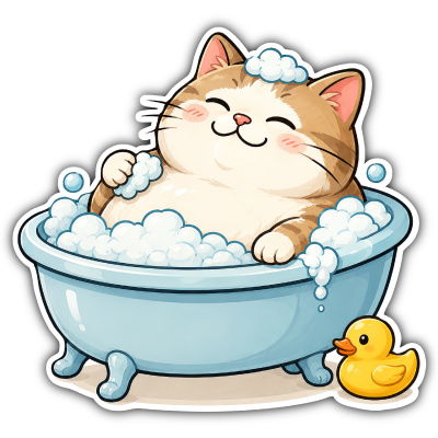 Aufkleber Katze in Badewanne