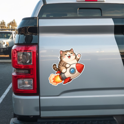 Aufkleber Katze auf Rakete - Ansicht 2