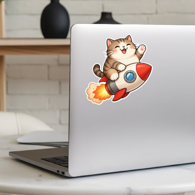 Aufkleber Katze auf Rakete - Ansicht 8