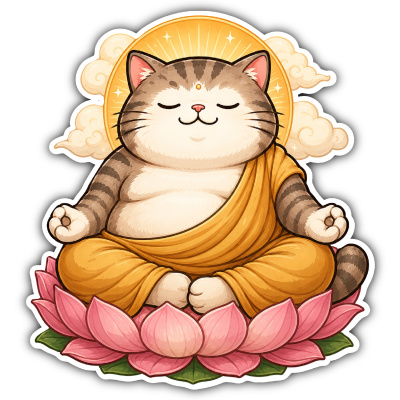 Aufkleber Buddha Katze