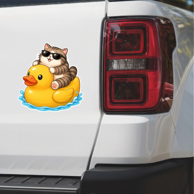Aufkleber Katze auf Quietsche Ente - Ansicht 2