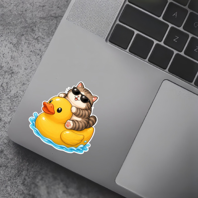 Aufkleber Katze auf Quietsche Ente - Ansicht 5