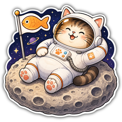 Aufkleber Astronauten Katze