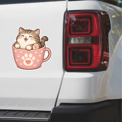 Aufkleber Katze in Tasse - Ansicht 2