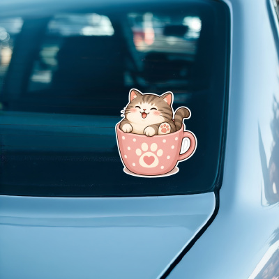 Aufkleber Katze in Tasse - Ansicht 3