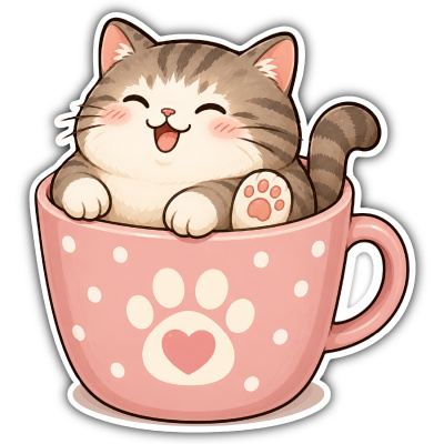 Aufkleber Katze in Tasse