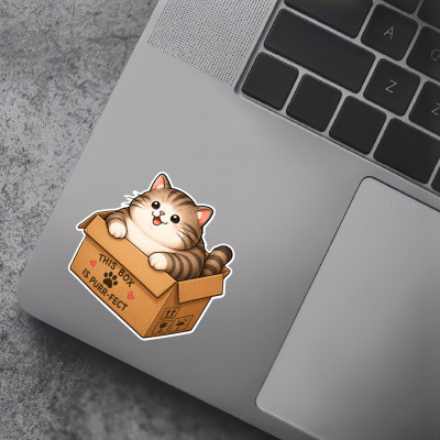 Aufkleber Katze mit Karton - Ansicht 5