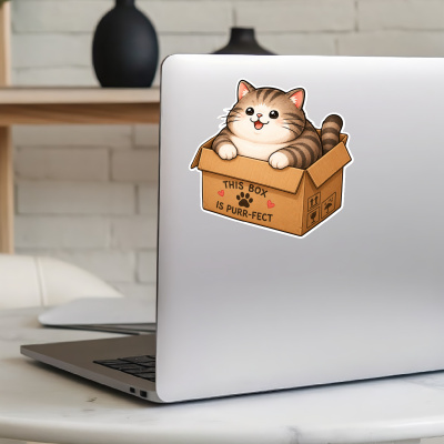 Aufkleber Katze mit Karton - Ansicht 8