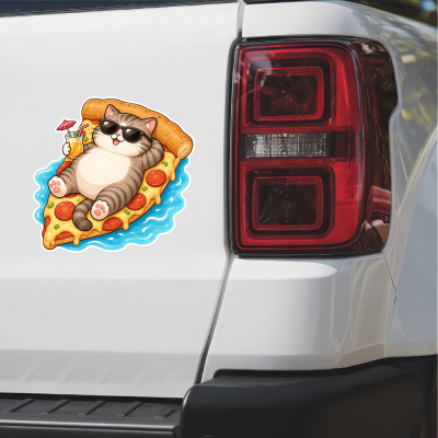 Aufkleber Katze auf Pizza - Ansicht 2