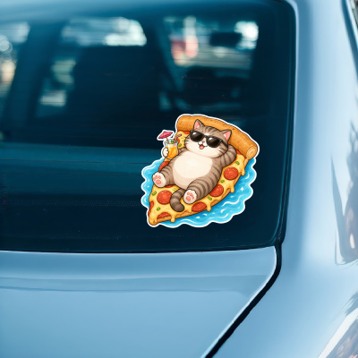 Aufkleber Katze auf Pizza - Ansicht 3
