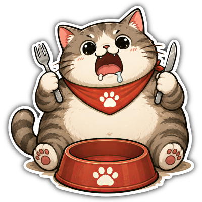 Aufkleber Hungrige Katze