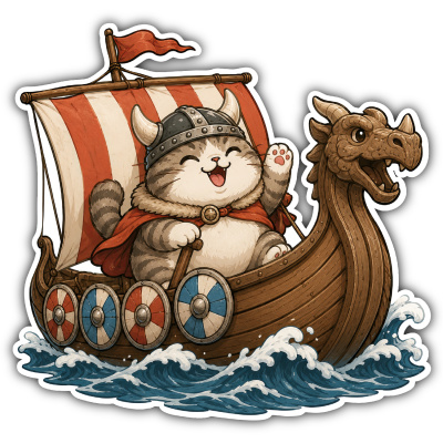 Aufkleber Wikinger Katze