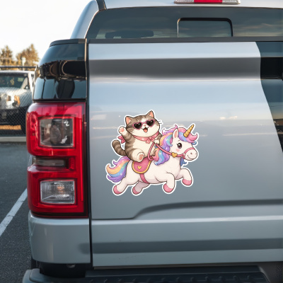 Aufkleber Katze reitet Einhorn - Ansicht 2