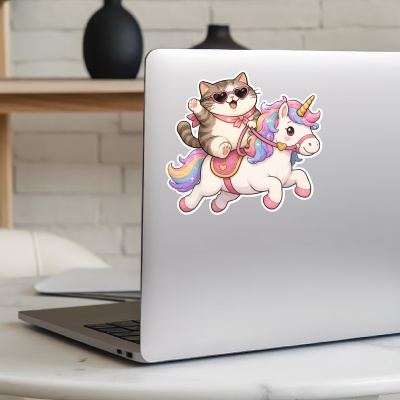 Aufkleber Katze reitet Einhorn - Ansicht 8