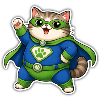 Aufkleber Superheld Katze