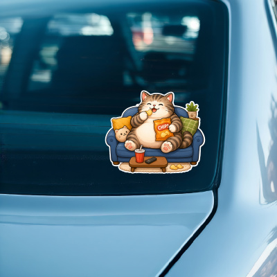 Aufkleber Katze mit Chips - Ansicht 3