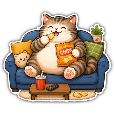 Aufkleber Katze mit Chips