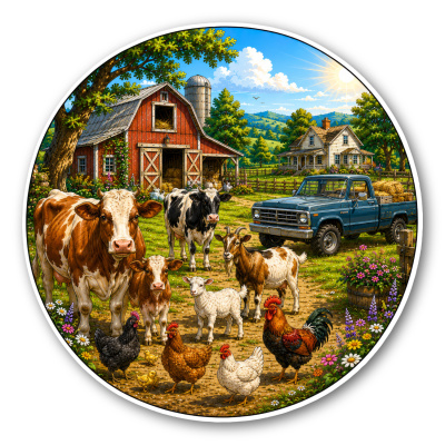 Wandtattoo  Bauernhof Tiere 