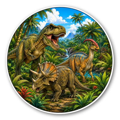 Wandtattoo  Dino im Dschungel 