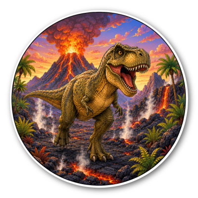 Wandtattoo  Dino T-Rex Vulkan 