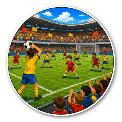 Wandtattoo  Fussball Szene Einwurf 