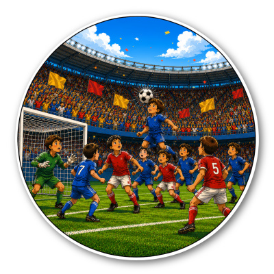Wandtattoo  Fussball Szene Kopfball 