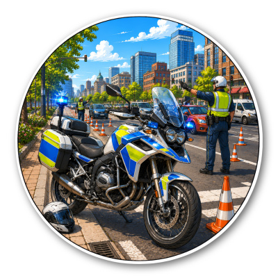 Wandtattoo  Motorrad Polizei 