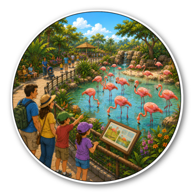 Wandtattoo  Zoo Flamingo Gehege 
