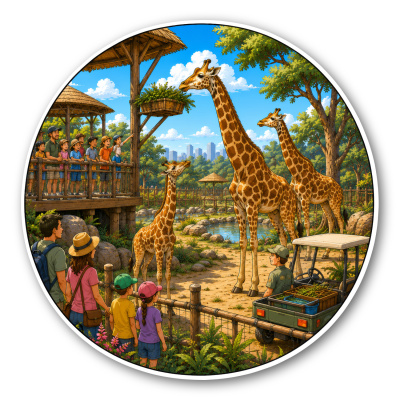 Wandtattoo  Zoo Giraffen Gehege 