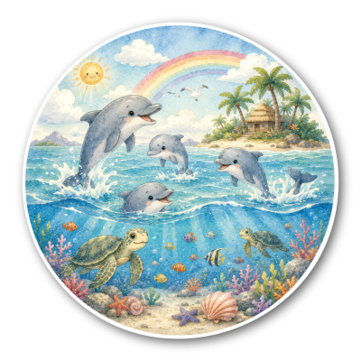 Wandtattoo  Delfin Schule 